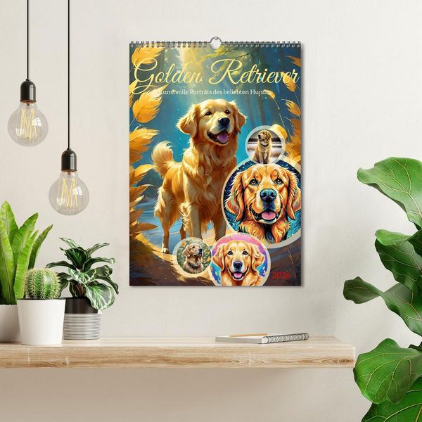Produktbild: Golden Retriever. Kunstvolle Portr&auml;ts des beliebten Hundes (Wandkalender 2026 DIN A3 hoch), CALVENDO Monatskalender