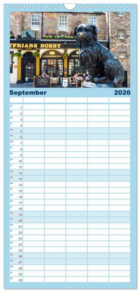Produktbild: Familienplaner 2026 - Faszination Edinburgh mit 5 Spalten (Wandkalender, 21 x 45 cm) CALVENDO