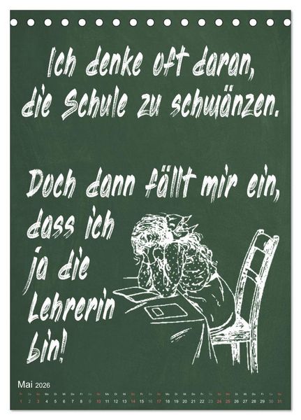 Produktbild: Coole Lehrerspr&uuml;che (Tischkalender 2026 DIN A5 hoch), CALVENDO Monatskalender