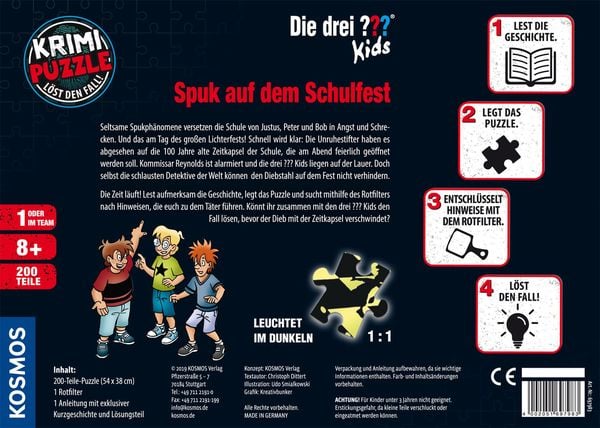 Produktbild: Krimipuzzle Die drei ??? Kids 200 Teile / Spuk auf dem Schulfest