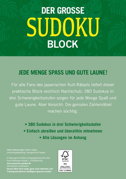 Produktbild: Der gro&szlig;e Sudoku Block Band 11