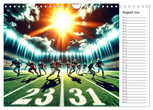 Produktbild: American Football - Durch KI-Technologie zum Leben erweckte Momente (Wandkalender 2026 DIN A4 quer), CALVENDO Monatskalender