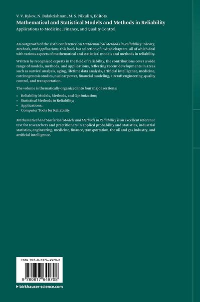 Produktbild: Mathematical and Statistical Models and Methods in Reliability