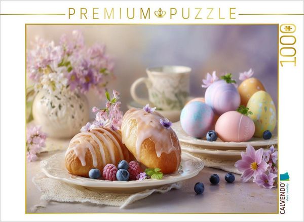 Produktbild: CALVENDO Puzzle Ostern fl&uuml;stert in Pastell und s&uuml;&szlig;en Versprechen | 1000 Teile Lege-Gr&ouml;&szlig;e 64x48cm Foto-Puzzle f&uuml;r gl&uuml;ckliche Stunden