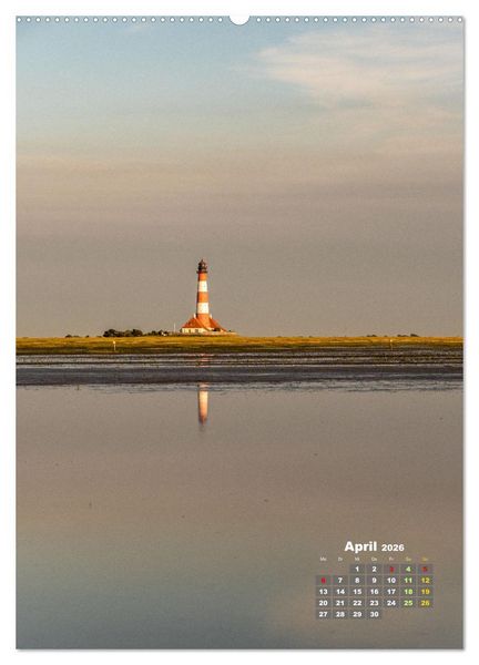 Produktbild: Westerhever - Wattwanderung in den Sonnenuntergang (hochwertiger Premium Wandkalender 2026 DIN A2 hoch), Kunstdruck in Hochglanz