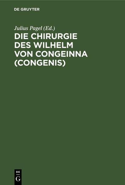 Produktbild: Die Chirurgie des Wilhelm von Congeinna (Congenis)