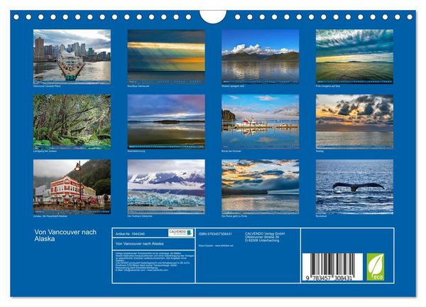Produktbild: Von Vancouver nach Alaska (Wandkalender 2026 DIN A4 quer), CALVENDO Monatskalender