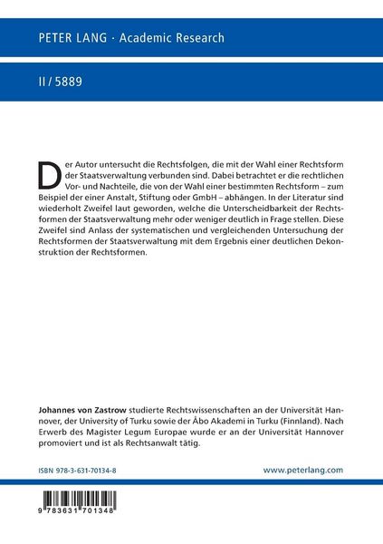 Produktbild: Rechtsformen der Staatsverwaltung &ndash; eine Dekonstruktion