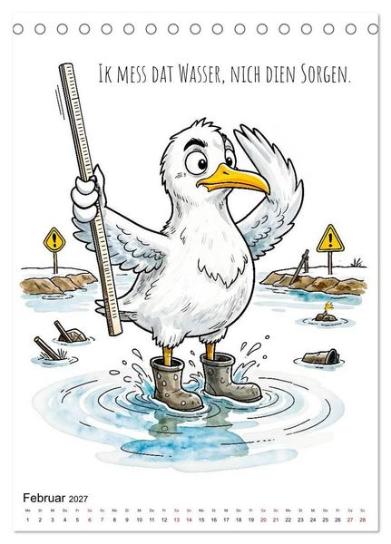 Produktbild: Freche K&uuml;sten‑M&ouml;wen - Lustiger maritimer Cartoon‑Kalender (Tischkalender 2027 DIN A5 hoch), CALVENDO Monatskalender
