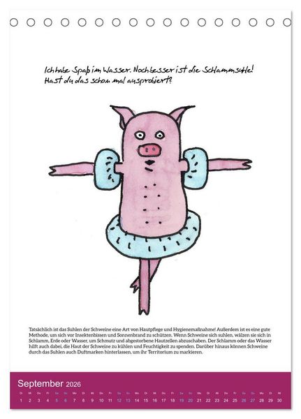 Produktbild: Schweinekalender - Alles was du &uuml;ber Schweine wissen wolltest! (Tischkalender 2026 DIN A5 hoch), CALVENDO Monatskalender