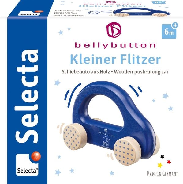 Selecta 64008 - bellybutton, Kleiner Flitzer, Schiebeauto, blau, 10 cm