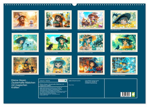 Produktbild: Kleine Hexen. Zauberhafte M&auml;dchen mit magischen Kr&auml;ften (Wandkalender 2026 DIN A2 quer), CALVENDO Monatskalender