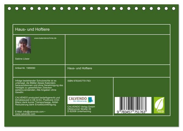 Produktbild: Haus- und Hoftiere (Tischkalender 2026 DIN A5 quer), CALVENDO Monatskalender