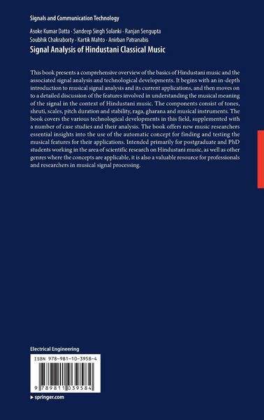 Produktbild: Signal Analysis of Hindustani Classical Music