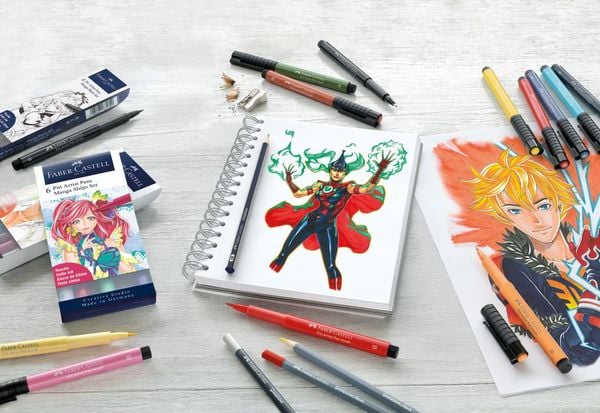 Produktbild: Faber-Castell Tuschestifte Pitt Artist Pens Manga Shojo, 6er Etui