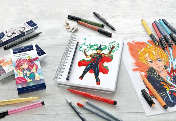 Produktbild: Faber-Castell Tuschestifte Pitt Artist Pens Manga Shonen, 6er Etui