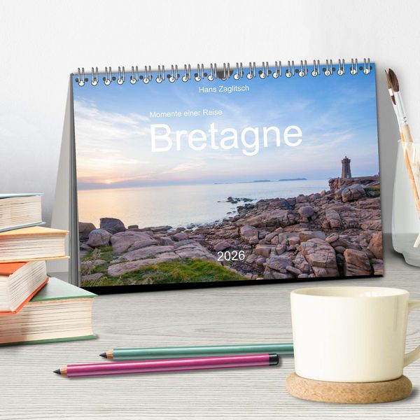 Produktbild: Momente einer Reise - Bretagne (Tischkalender 2026 DIN A5 quer), CALVENDO Monatskalender