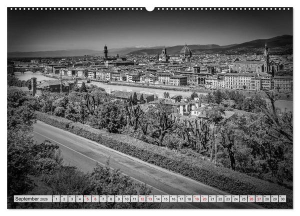 Produktbild: FLORENZ Monochrome Impressionen (Wandkalender 2026 DIN A2 quer), CALVENDO Monatskalender