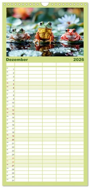 Produktbild: Familienplaner 2026 - Lustige Amphibienbande mit 5 Spalten (Wandkalender, 21 x 45 cm) CALVENDO