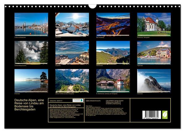 Produktbild: Deutsche Alpen, eine Reise von Lindau am Bodensee bis Berchtesgaden (Wandkalender 2026 DIN A3 quer), CALVENDO Monatskalender