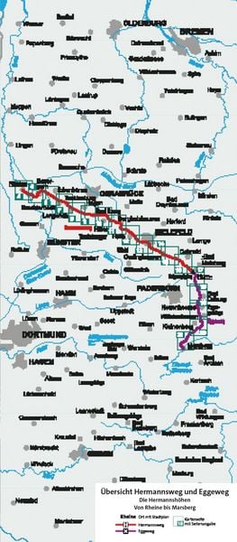 Produktbild: KOMPASS Wander-Tourenkarte Hermannsweg und Eggeweg, Die Hermannsh&ouml;hen 1:50.000