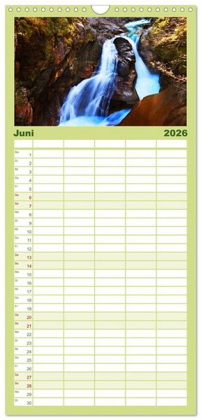 Produktbild: Familienplaner 2026 - Naturschauspiel Zillertaler Wasser mit 5 Spalten (Wandkalender, 21 x 45 cm) CALVENDO
