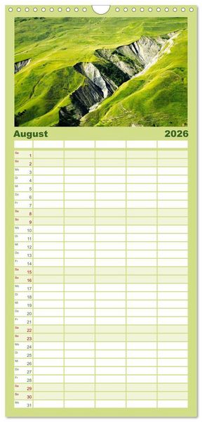 Produktbild: Familienplaner 2026 - Georgien - Einmalige Landschaften mit 5 Spalten (Wandkalender, 21 x 45 cm) CALVENDO