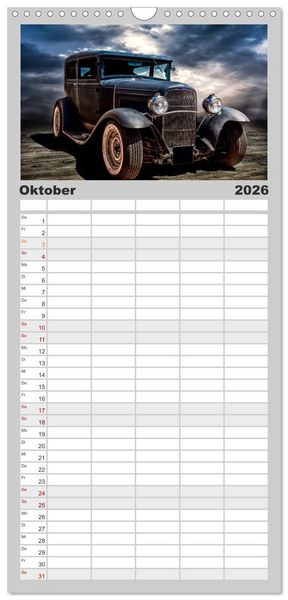 Produktbild: Familienplaner 2026 - American Classic Cars mit 5 Spalten (Wandkalender, 21 x 45 cm) CALVENDO