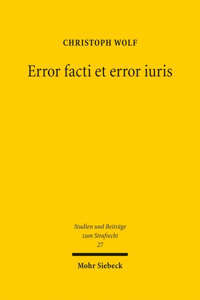 Produktbild: Error facti et error iuris