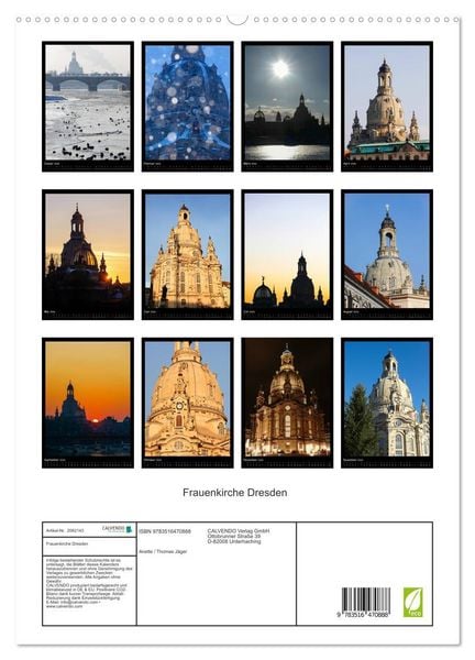 Produktbild: Frauenkirche Dresden (hochwertiger Premium Wandkalender 2026 DIN A2 hoch), Kunstdruck in Hochglanz