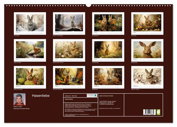 Produktbild: Hasenliebe (Wandkalender 2026 DIN A2 quer), CALVENDO Monatskalender
