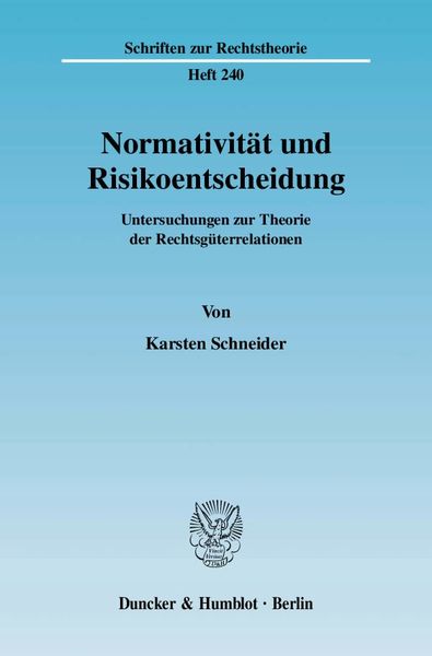 Produktbild: Normativit&auml;t und Risikoentscheidung.