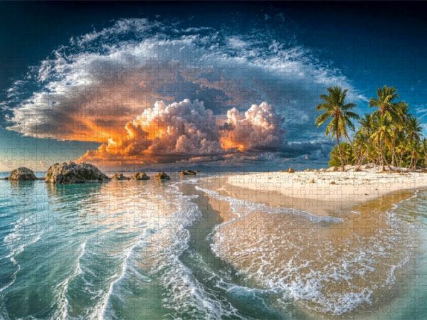 Produktbild: CALVENDO Puzzle Wellen tragen das Licht | 1000 Teile Lege-Gr&ouml;&szlig;e 64x48cm Foto-Puzzle f&uuml;r gl&uuml;ckliche Stunden