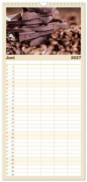 Produktbild: Familienplaner 2027 - Kaffee & Schokolade mit 5 Spalten (Wandkalender, 21 x 45 cm) CALVENDO