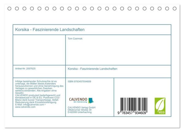Produktbild: Korsika - Faszinierende Landschaften (Tischkalender 2026 DIN A5 quer), CALVENDO Monatskalender