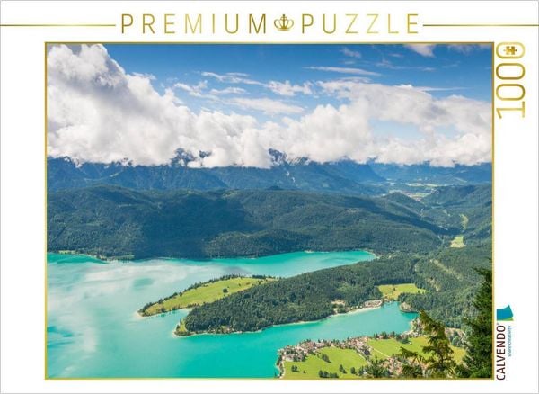 CALVENDO Puzzle Walchensee mit Katzenkopf | 1000 Teile Lege-Größe 64x48cm Foto-Puzzle für glückliche Stunden