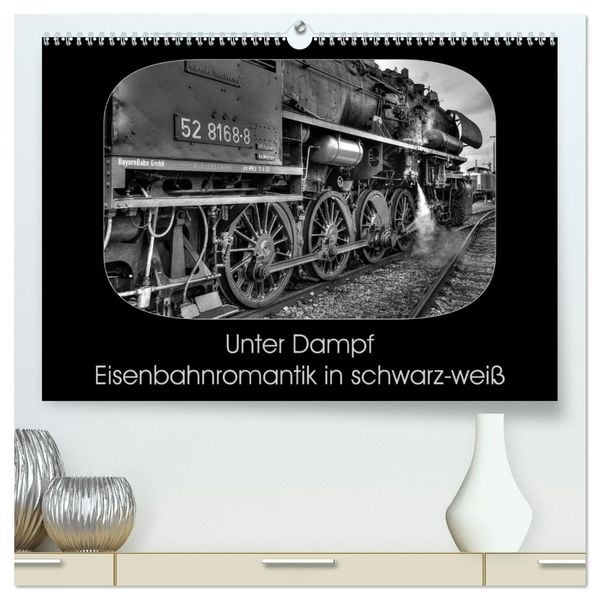 Produktbild: Unter Dampf - Eisenbahnromantik in schwarz-wei&szlig; (hochwertiger Premium Wandkalender 2026 DIN A2 quer), Kunstdruck in Hochglanz