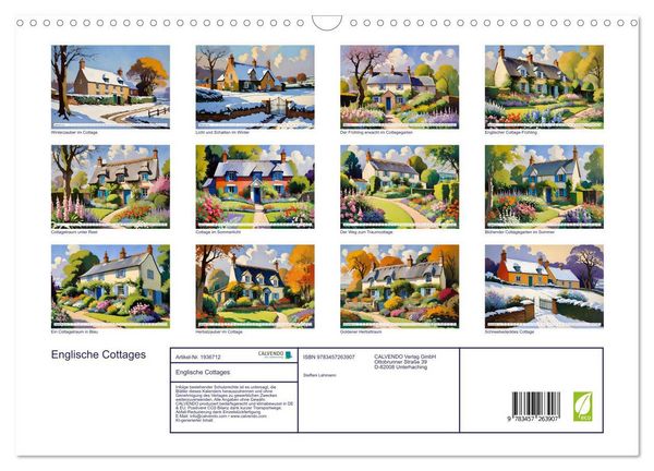 Produktbild: Englische Cottages (Wandkalender 2026 DIN A3 quer), CALVENDO Monatskalender