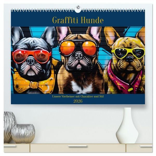 Graffiti Hunde (hochwertiger Premium Wandkalender 2026 DIN A2 quer), Kunstdruck in Hochglanz