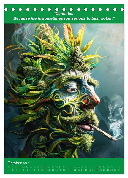 Produktbild: The funniest cannabis pictures and slogans (Desk Calendar 2026 DIN A5 portrait), CALVENDO 12 Month DeskCalendar