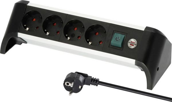 Produktbild: Brennenstuhl 1391040400 Steckdosenleiste mit Schalter Silber, Schwarz Schutzkontakt 1St.
