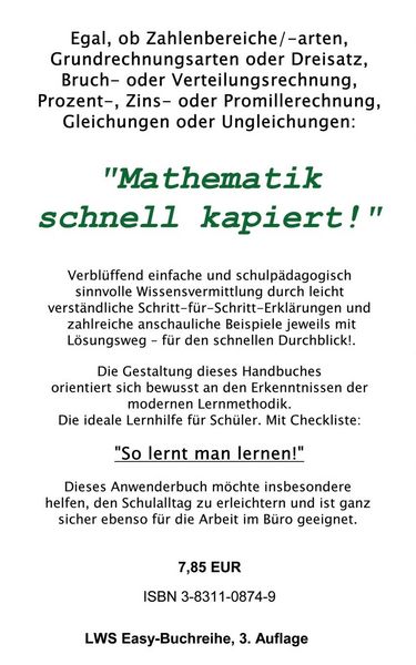 Produktbild: Mathematik-schnell kapiert