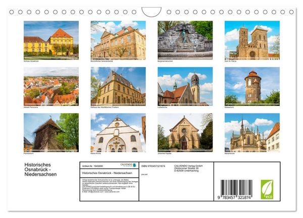 Produktbild: Historisches Osnabr&uuml;ck - Niedersachsen (Wandkalender 2026 DIN A4 quer), CALVENDO Monatskalender