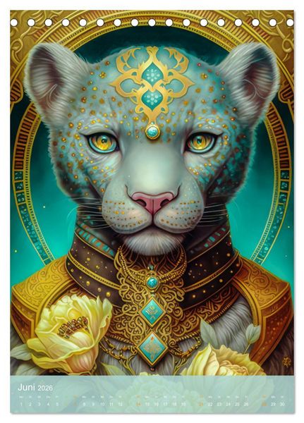Produktbild: Tiere im Tarot Stil (Tischkalender 2026 DIN A5 hoch), CALVENDO Monatskalender
