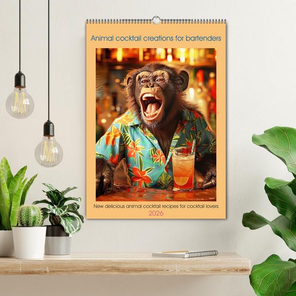 Produktbild: Animal cocktail creations for bartenders (Wall Calendar 2026 DIN A2 portrait), CALVENDO 12 Month Wall Calendar