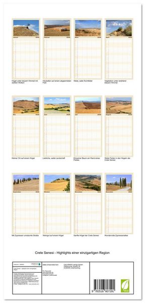 Produktbild: Familienplaner 2026 - Crete Senesi - Highlights einer einzigartigen Region mit 5 Spalten (Wandkalender, 21 x 45 cm) CALVENDO
