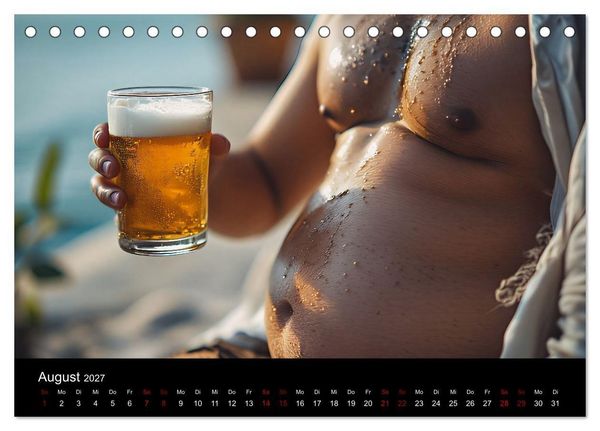 Produktbild: Lustige Kalender M&auml;nner mit Bierb&auml;uchen - Bierbauch Kalender Geschenk f&uuml;r Kollegen, Freunde & Party-Liebhaber Wandkalender (Tischkalender 2027 DIN A5 quer), CALVENDO Monatskalender
