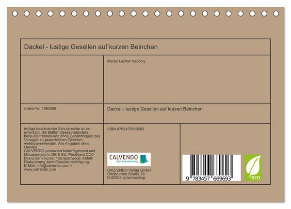 Produktbild: Dackel - lustige Gesellen auf kurzen Beinchen (Tischkalender 2026 DIN A5 quer), CALVENDO Monatskalender
