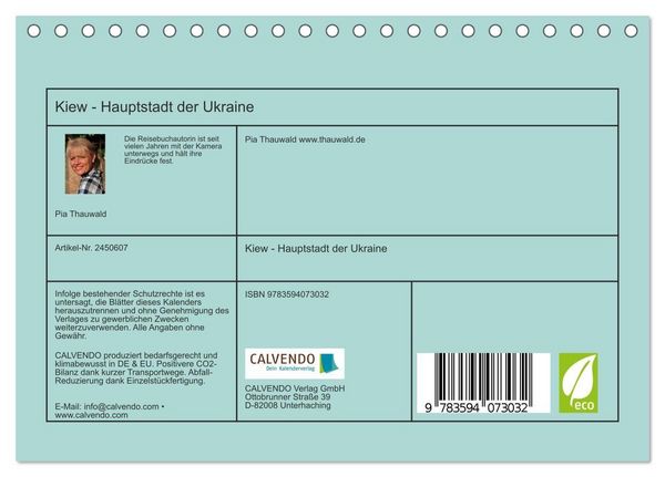 Produktbild: Kiew - Hauptstadt der Ukraine (Tischkalender 2027 DIN A5 quer), CALVENDO Monatskalender
