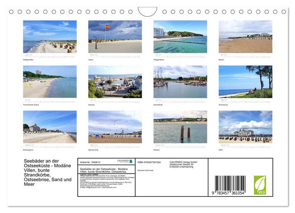 Produktbild: Seeb&auml;der an der Ostseek&uuml;ste - Mod&auml;ne Villen, bunte Strandk&ouml;rbe, Ostseebrise, Sand und Meer (Wandkalender 2026 DIN A4 quer), CALVENDO Monatskalender